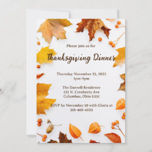 Herbst-Blatt-Erntedankfest Dinnerparty Einladung