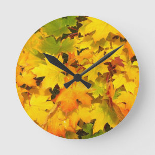 Herbst-Blatt färbt Baum-Party-Schicksals-Feier Runde Wanduhr