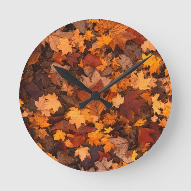 Herbst-Blatt-Herbstlaub Runde Wanduhr (Vorderseite)
