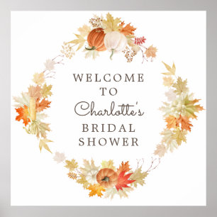 Herbst-Blatt-Kürbis-Hochzeitsdusche Willkommen Poster