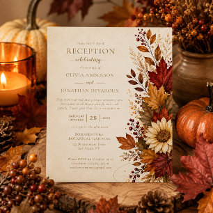 Herbst-Blatt-Sonnenblumen-Empfang-Only-Hochzeit Einladung