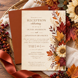 Herbst-Blatt-Sonnenblumen-Empfang-Only-Hochzeit Einladung