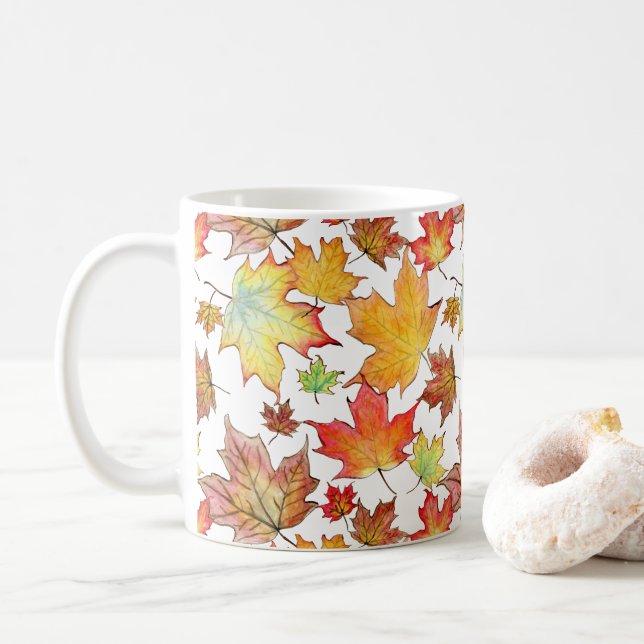 Herbst-Blatt-Tasse - kundengerecht Kaffeetasse (Mit Donut)