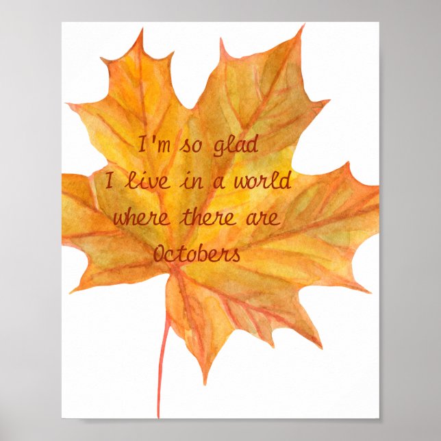 Herbst-Blatt-Zitat Poster (Vorne)