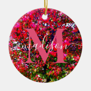 Herbst Blätter ändern, rosa impressionistische Bäu Keramik Ornament