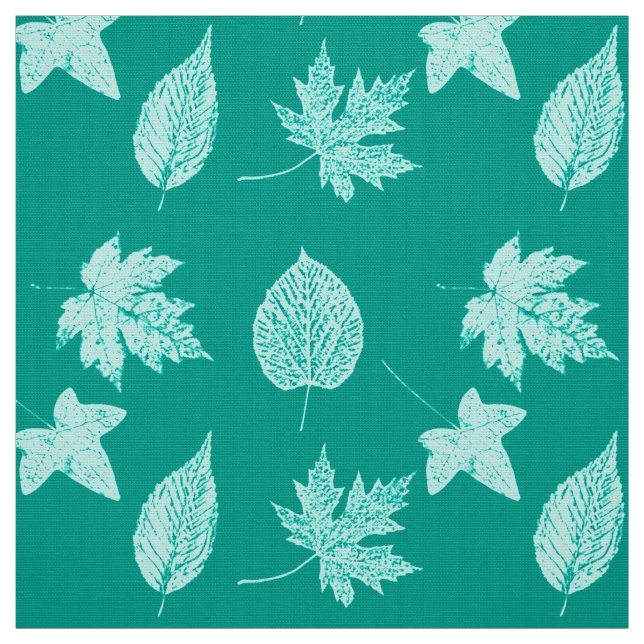 Herbst-Blätter - Aqua und Türkis Stoff (Muster)