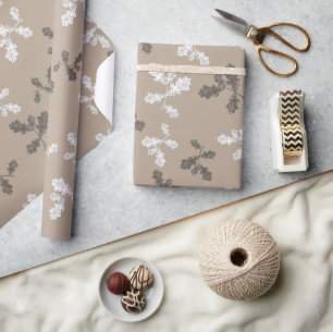 Herbst-Blätter Blätter Brawn Taupe Muster Geschenkpapier