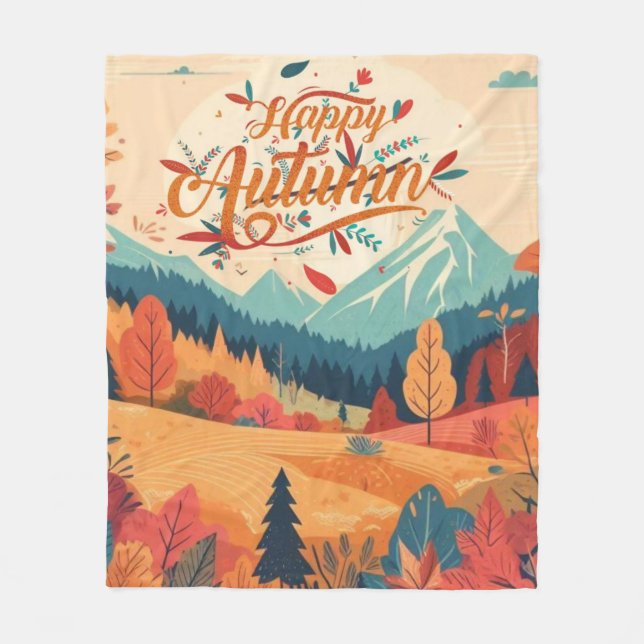Herbst/Blätter/bunt Fleecedecke (Vorderseite)