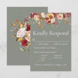 Herbst-Blätter Herbsttage Grüne Hochzeit RSVP Karte