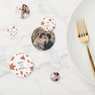 Herbst Blätter Hochzeitstisch Dekoration Foto Konf Konfetti