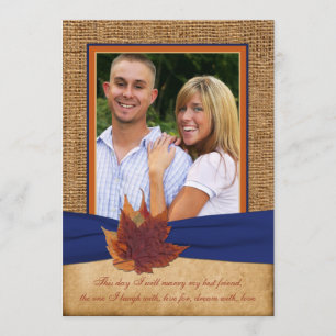 Herbst-Blätter, IMITAT Leinwand FOTO Hochzeit lädt Einladung