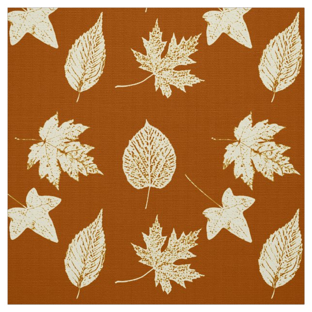 Herbst-Blätter - Rostbraun und -creme Stoff (Muster)