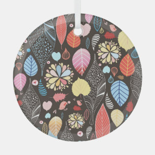 Herbst Blätter und Vögel. Ornament Aus Glas