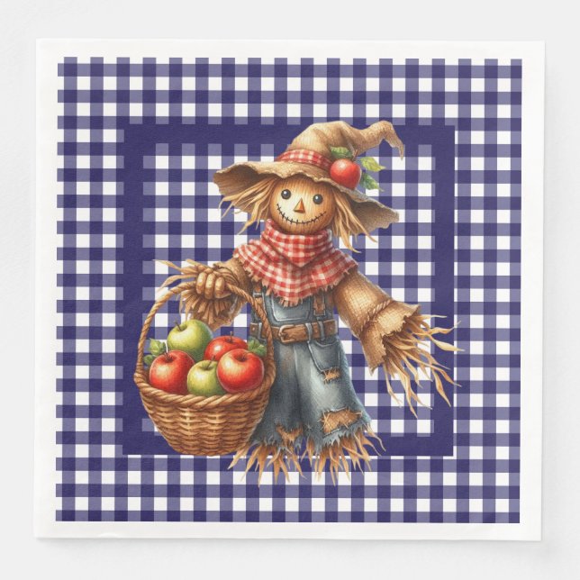 Herbst Blau Gingham  Serviette (Vorderseite)