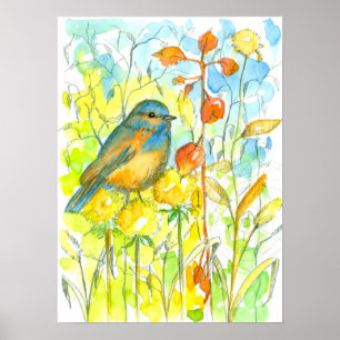 Herbst bleibt Bluebird-Farbe Poster