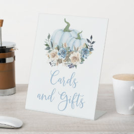 Herbst Blue Pumpkin Boy Duschkarten und Geschenke  Sockelschild