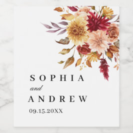 Herbst-Blume-Hochzeit Weinetikett