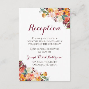 Herbst-Blume Hochzeitskarten, Orange Maroon Begleitkarte