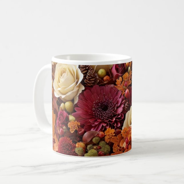 Herbst-Blume Kaffeezubereitung Tasse (Vorderseite Links)
