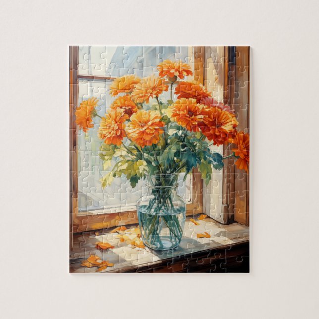 Herbst Blume Marigold Puzzle 110 Stk. 20,3 x 25,4  (Vertikal)
