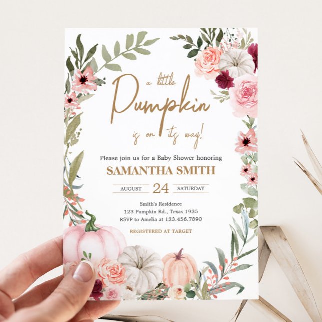 Herbst-Blume Pumpkin-Kinderdusche Einladung (Autumn Little Pumpkin Baby Shower Invitation)