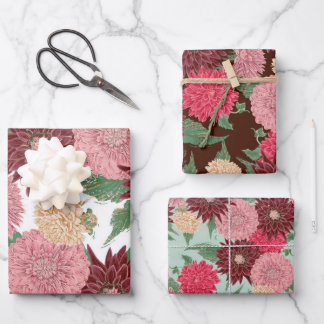 Herbst Blumen Dahlien Geschenkpapier Set