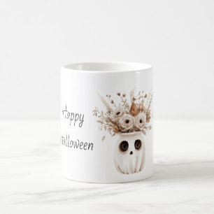 Herbst-Blumen-Halloween-Vase mit Augen Kaffeetasse