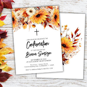 Herbst-Blumen-Konfirmation Einladung