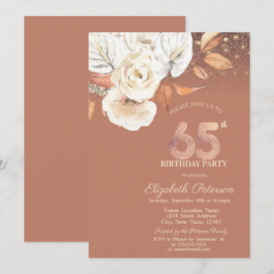 Herbst Blumen Lichter Glitter 65. Geburtstag Einladung