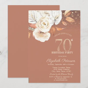 Herbst Blumen Lichter Glitter 70. Geburtstag Einladung