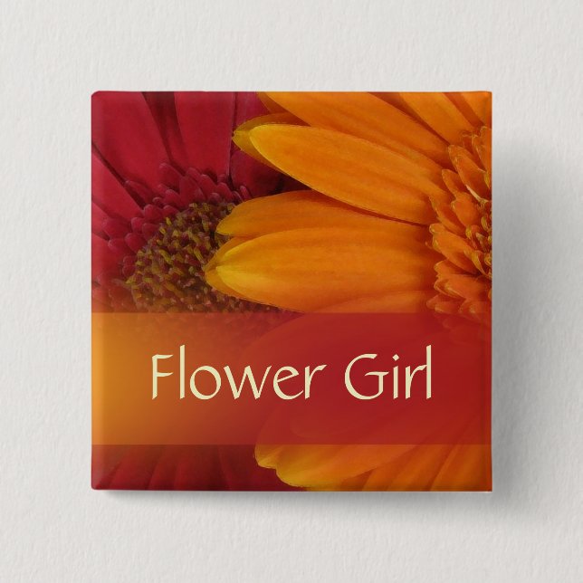 Herbst-Blumen-Mädchen-Knopf/Button Button (Vorderseite)
