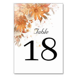 Herbst-Blumen-Rustikale-Aquarell-Hochzeit Tischnummer