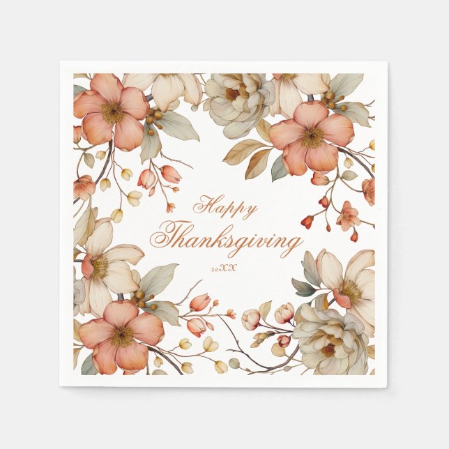 Herbst-Blumen-Thanksgiving Serviette (Vorderseite)