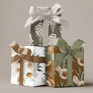 Herbst-Blumen-Verpackungspapier Flachblatt-Set aus Geschenkpapier Set