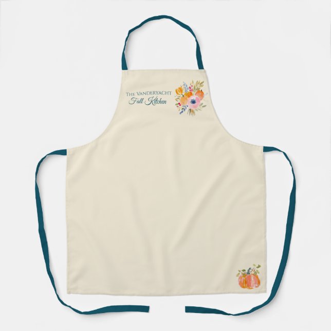 Herbst-Blumenkürbis – Personalisierter Herbst Schürze (Vorderseite)