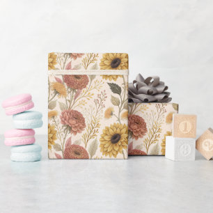 Herbst-Blumenmuster-Wrap-Rolle Geschenkpapier