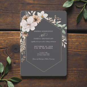 Herbst-Blumenrahmen-Hochzeitseinladung Einladung
