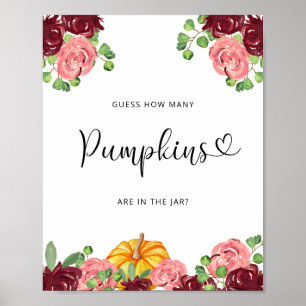 Herbst Blumenraten, wie viele Kürbis Poster