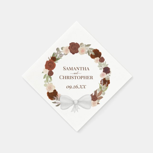Herbst Blumenreath Elegante Diagonal Hochzeit Serviette (Ecke)