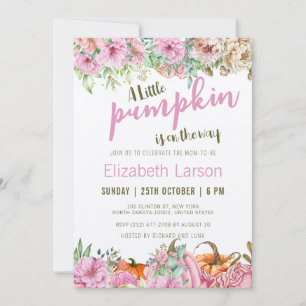 Herbst-Blumensträuße Ein Kleiner Kürbis-Baby-Empfa Einladung