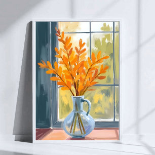 Herbst-Blumenvase-Aquarell-Kunst Poster
