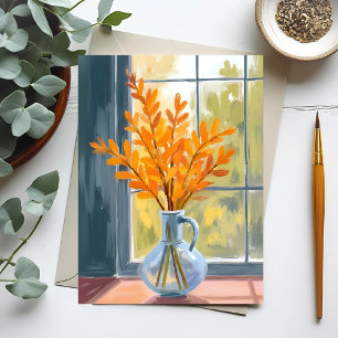 Herbst-Blumenvase Aquarell Postkarte
