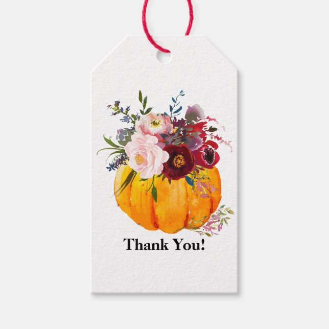 Herbst, Blüte, Kürbistag Geschenkanhänger (Vorderseite)