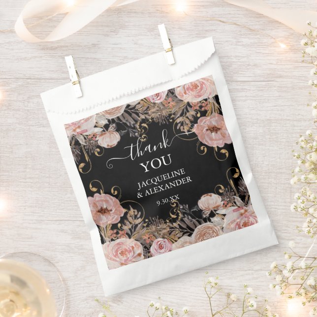 Herbst Blütenrot Rosa Rose Gold Geschenktütchen (Ausgeschnitten)