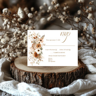 Herbst-Bohemisch-Boho Fall-Blume RSVP Karte