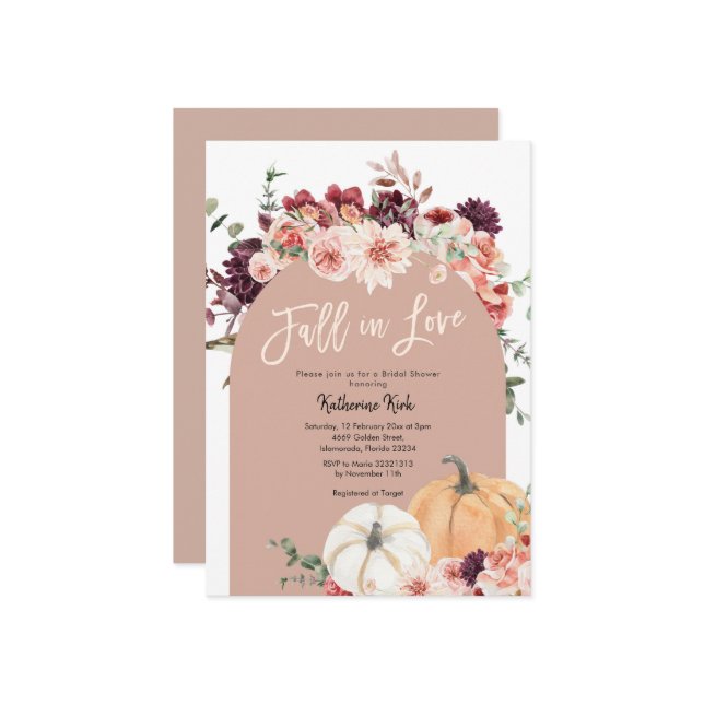 Herbst Bohemisch Moderner Bogen Fall in Liebe Einladung (Vorderseite/Rückseite Beispiel)