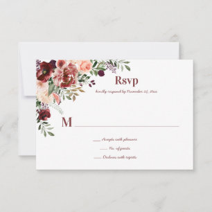 Herbst Boho Aquarell Blumen Handgeschriebene RSVP Karte