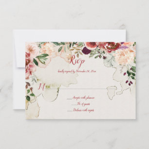 Herbst Boho Aquarell Blumen Tee-Fleck RSVP Karte