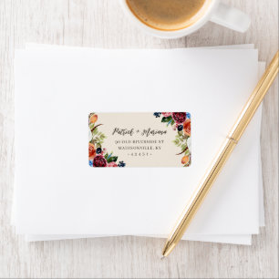 Herbst-Boho-Blüten-Hochzeit-Rücksendeadresse Adressaufkleber