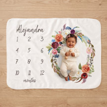 Herbst-Boho-Blüten-Monogramm-Baby-Meilenstein-Foto